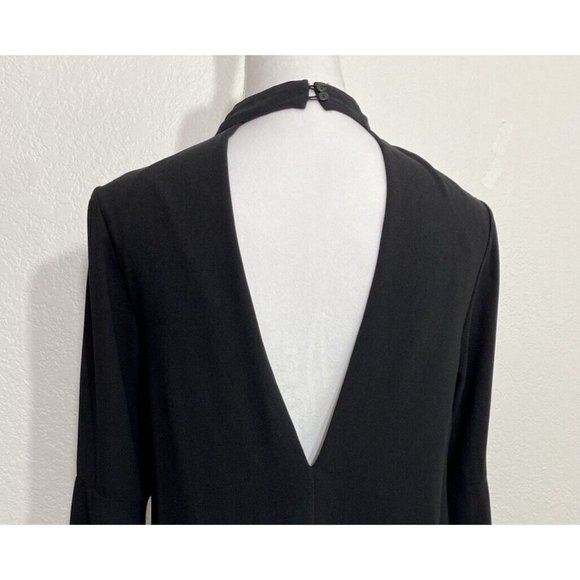 NWT Lulus Size Small Women Black Deep V-Neck Mini Lined Dress Bell Sleeve - Picture 6 of 11